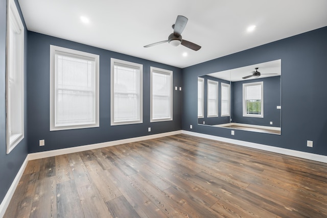 17 Wadlin Rd, Biddeford, ME 04005 - spare room featuring a ceiling fan, wood finished floors, and baseboards