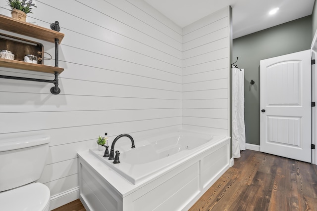 17 Wadlin Rd, Biddeford, ME 04005 - bathroom with wood finished floors, toilet, and baseboards