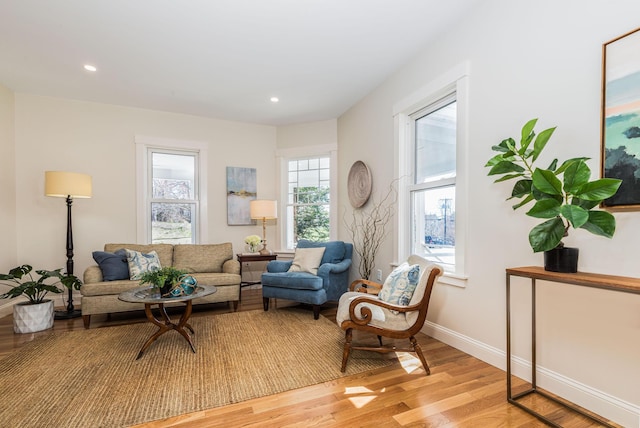11 Rogers Rd, Kittery, ME 03904 - living room featuring light wood-style flooring, baseboards, and recessed lighting