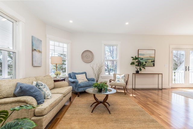 11 Rogers Rd, Kittery, ME 03904 - living room with baseboards, wood finished floors, and recessed lighting