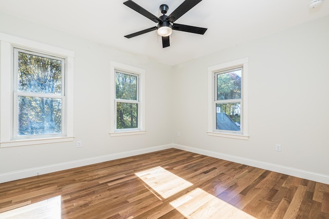 11 Rogers Rd, Kittery, ME 03904 - empty room with wood finished floors, a ceiling fan, and baseboards