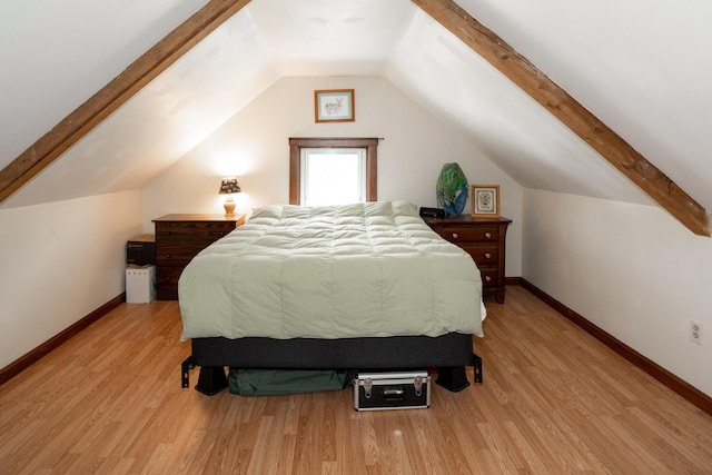 546 Main St, Westbrook, ME 04092 - bedroom with vaulted ceiling, light wood-style flooring, and baseboards