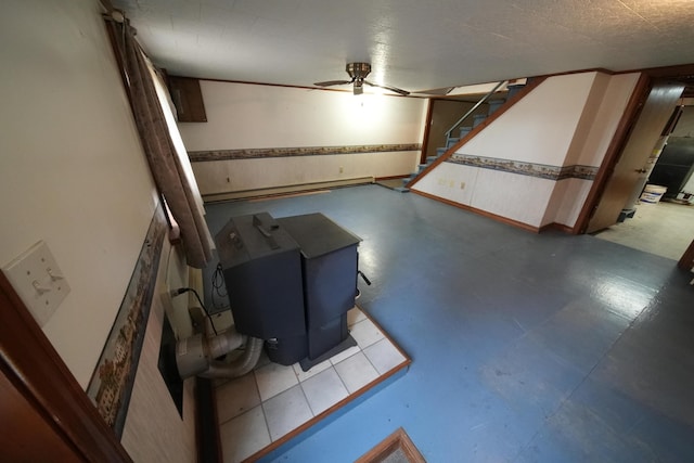 finished basement featuring stairs