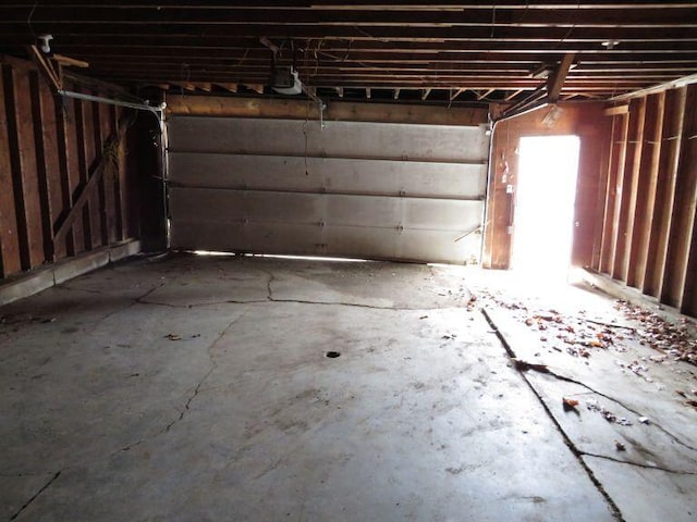 garage with a garage door opener