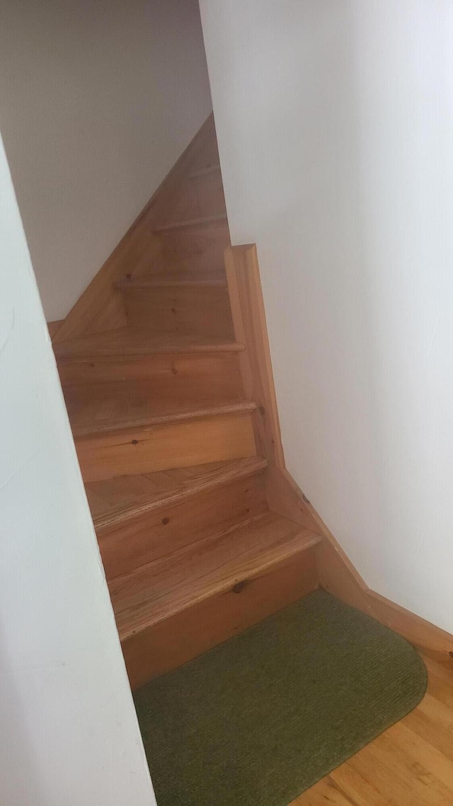 staircase featuring wood finished floors