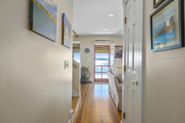 22 Porter Rd, Belfast, ME 04915 - corridor featuring recessed lighting, wood finished floors, and baseboards