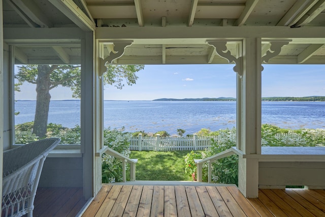 22 Porter Rd, Belfast, ME 04915 - wooden deck with fence and a water view