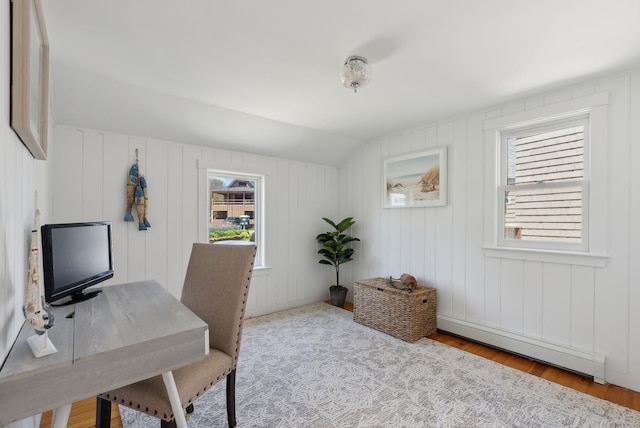 1 Moore Ln, Biddeford, ME 04005 - office with a baseboard heating unit and wood finished floors