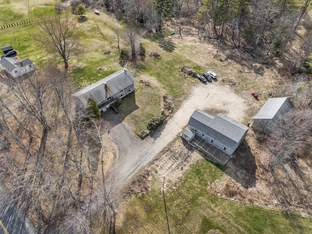 birds eye view of property featuring a rural view