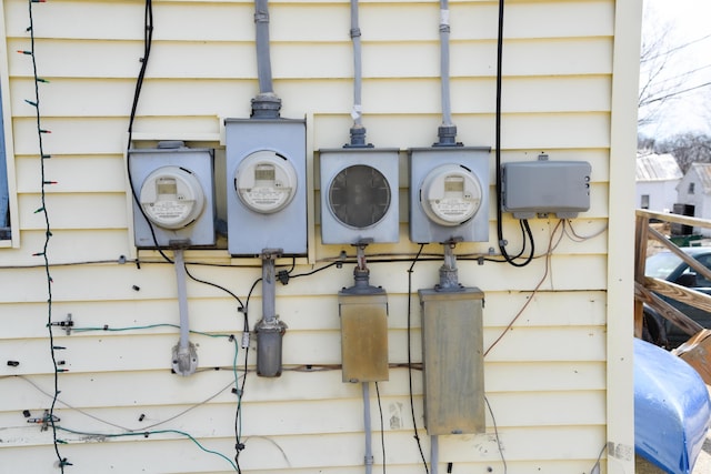 exterior details featuring electric meter