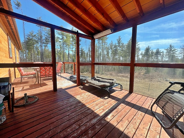 476 N Rd, Medford, ME 04463 - unfurnished sunroom with beamed ceiling