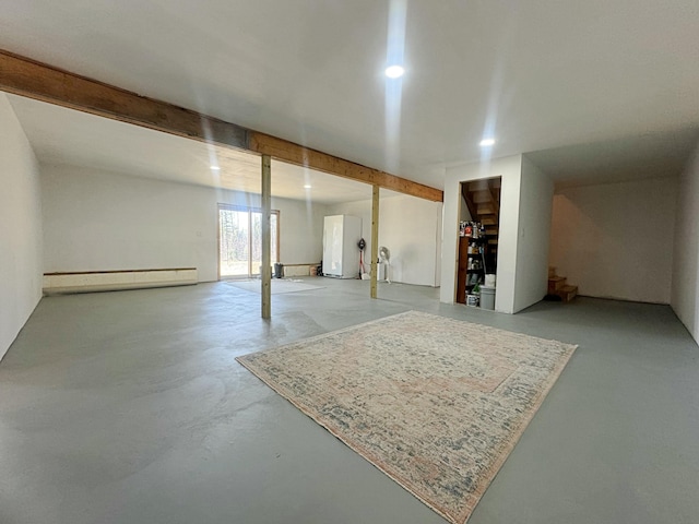 476 N Rd, Medford, ME 04463 - basement with recessed lighting and a baseboard radiator
