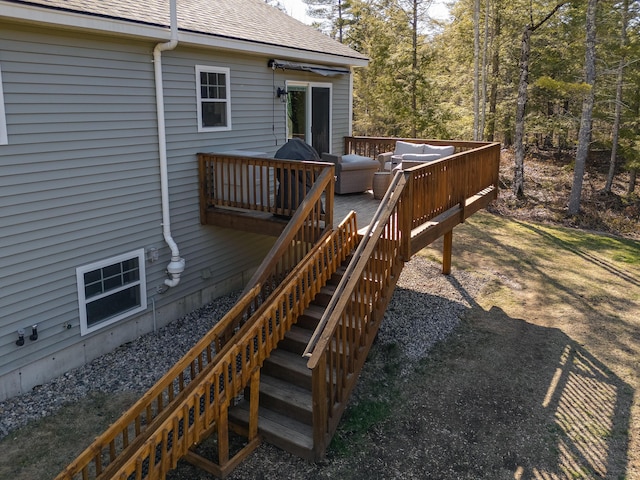 deck featuring stairway