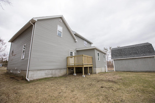 179 Main St, Corinth, ME 04427 - rear view of house with a wooden deck and a yard