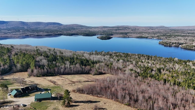 54 Folsom Ridge Rd, Burlington, ME 04417 - aerial view with a water and mountain view and a forest view