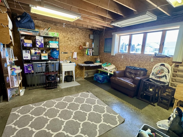 below grade area with electric panel