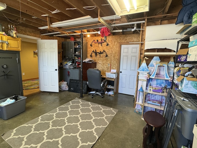 office space featuring concrete floors