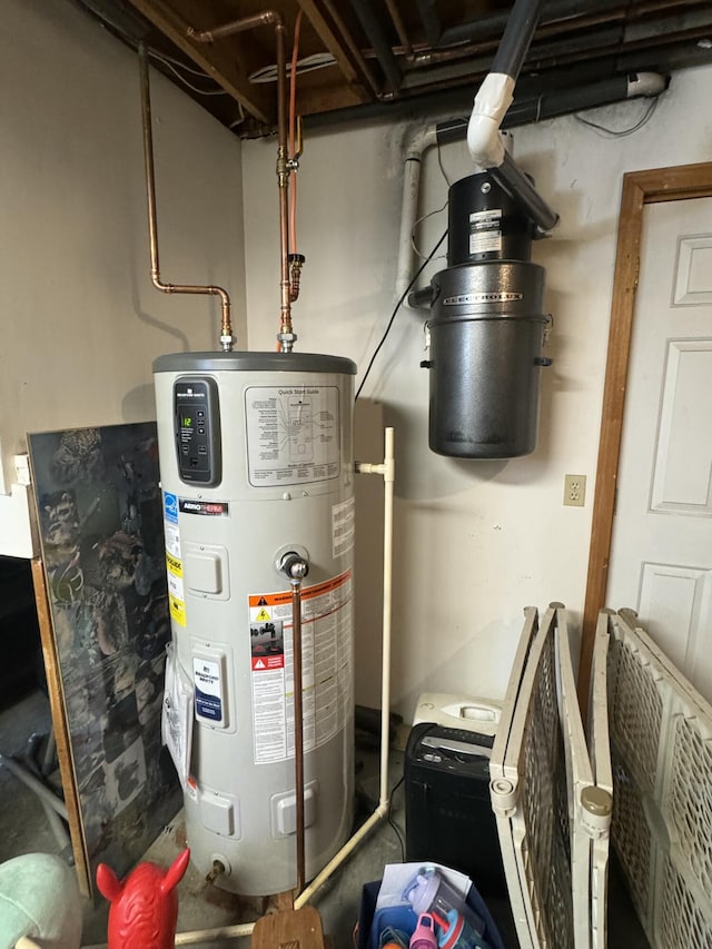 utility room with water heater