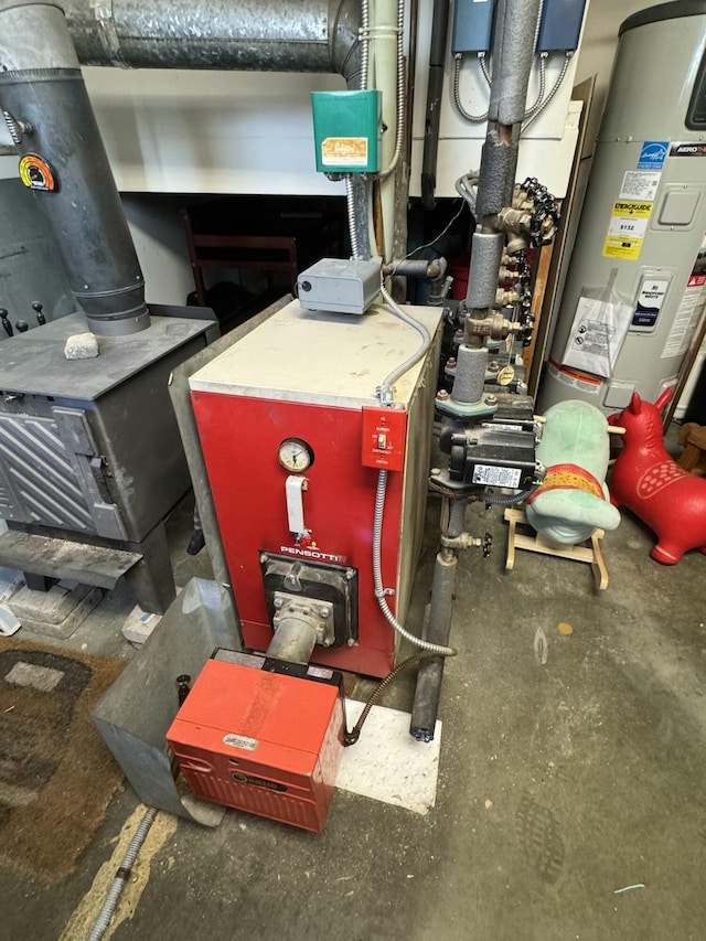 utility room with water heater