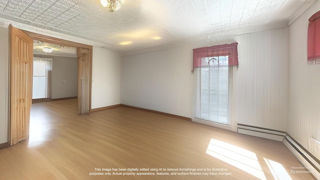 18 View St, Jonesport, ME 04649 - unfurnished room featuring light wood-style flooring, plenty of natural light, baseboards, and crown molding