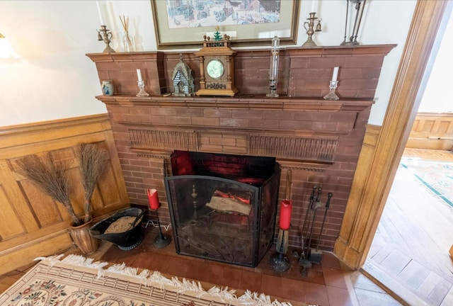 36 Cutler Rd, East Machias, ME 04630 - detailed view of a fireplace and a wainscoted wall