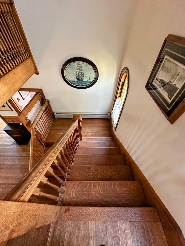 36 Cutler Rd, East Machias, ME 04630 - stairs with wood-type flooring and baseboard heating