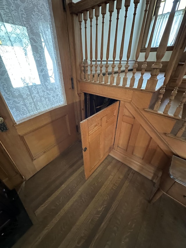 36 Cutler Rd, East Machias, ME 04630 - stairway featuring hardwood / wood-style floors