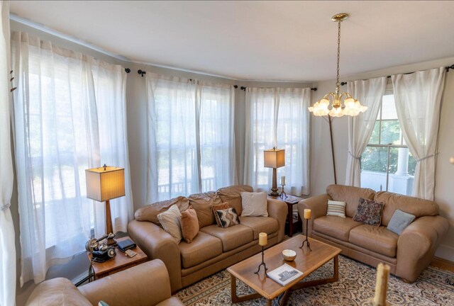 36 Cutler Rd, East Machias, ME 04630 - living room with a chandelier