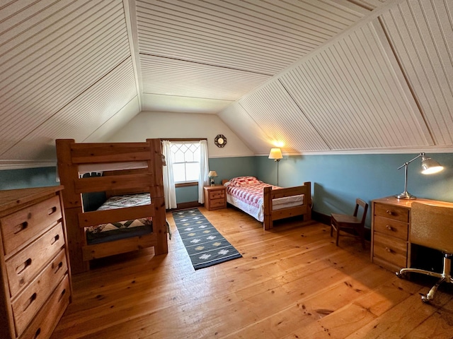 36 Cutler Rd, East Machias, ME 04630 - bedroom with wood-type flooring, vaulted ceiling, and baseboards