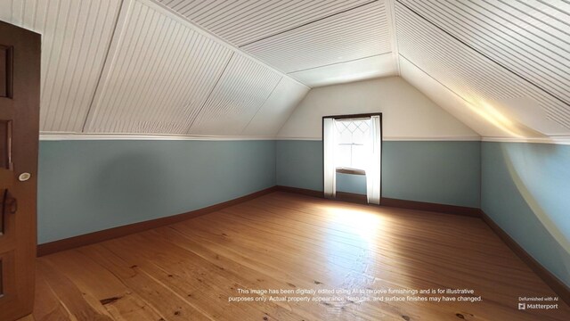 36 Cutler Rd, East Machias, ME 04630 - bonus room featuring hardwood / wood-style floors, baseboards, and vaulted ceiling