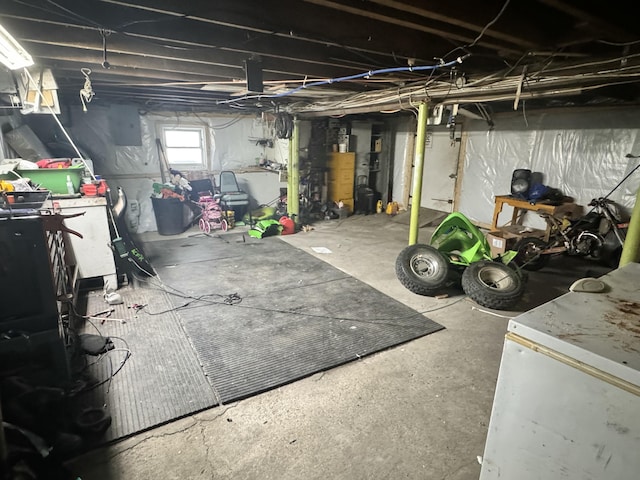 below grade area with electric panel