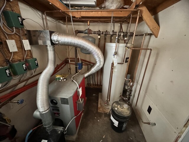 utility room with water heater