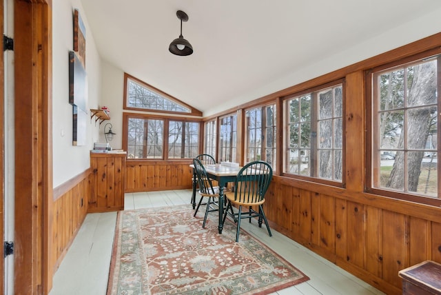 37 Main St, Raymond, ME 04071 - sunroom / solarium with wooden walls, a healthy amount of sunlight, lofted ceiling, and a wainscoted wall