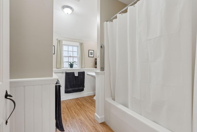 37 Main St, Raymond, ME 04071 - full bath with wainscoting and wood finished floors