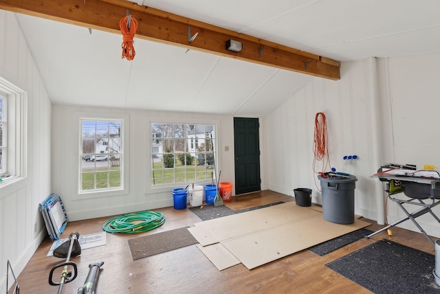 37 Main St, Raymond, ME 04071 - exercise room with wood finished floors and lofted ceiling