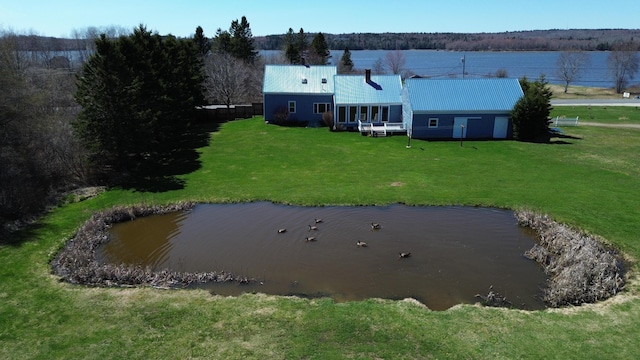 view from above of property featuring a nearby body of water