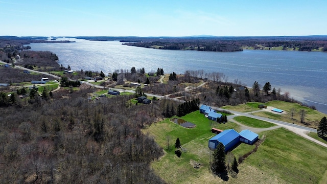 aerial view of a nearby body of water
