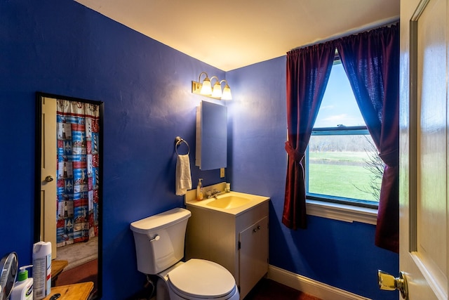bathroom with toilet and vanity