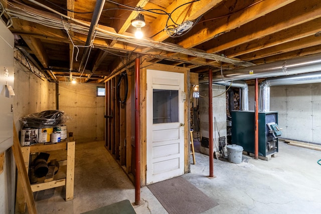 view of unfinished basement