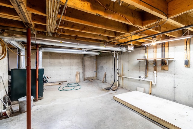 view of unfinished basement
