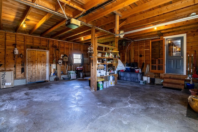 garage with a garage door opener