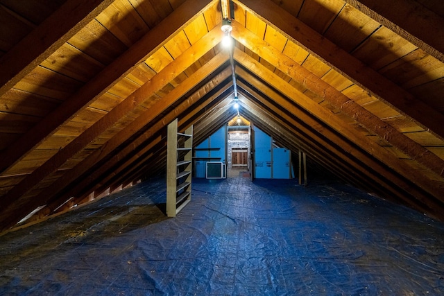 view of unfinished attic