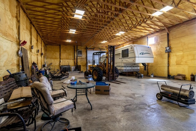 garage with wooden walls