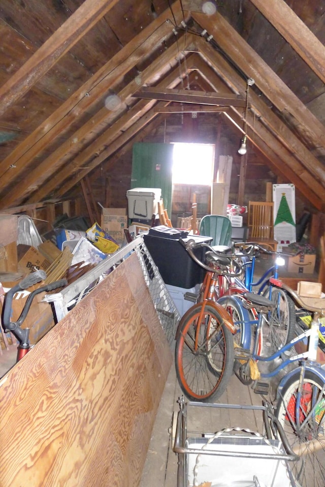view of unfinished attic