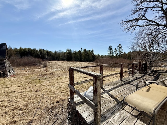 deck with a rural view
