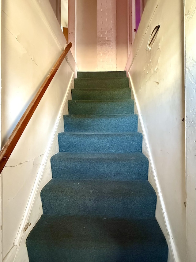 staircase with carpet