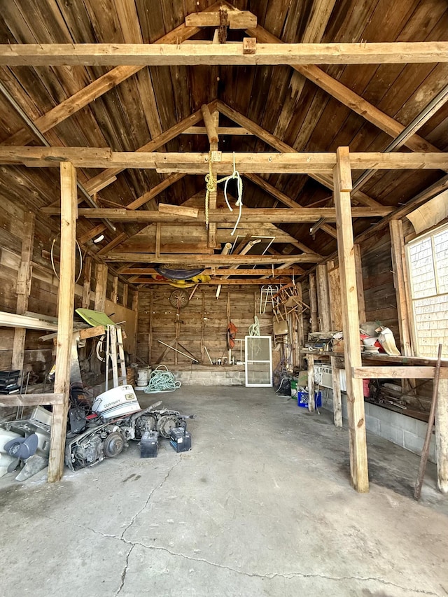 misc room featuring vaulted ceiling