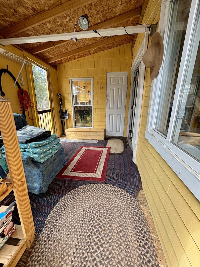 bedroom with vaulted ceiling
