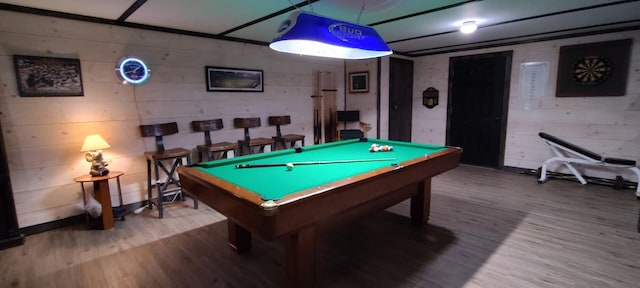 game room with billiards and wood finished floors