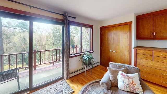 823 Grindstone Rd, Medway, ME 04460 - entryway featuring baseboard heating and light wood finished floors